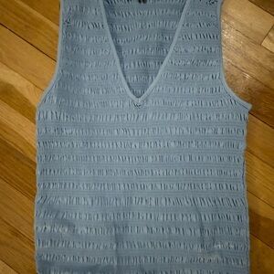LOFT Light Blue Textured Sleeveless Top